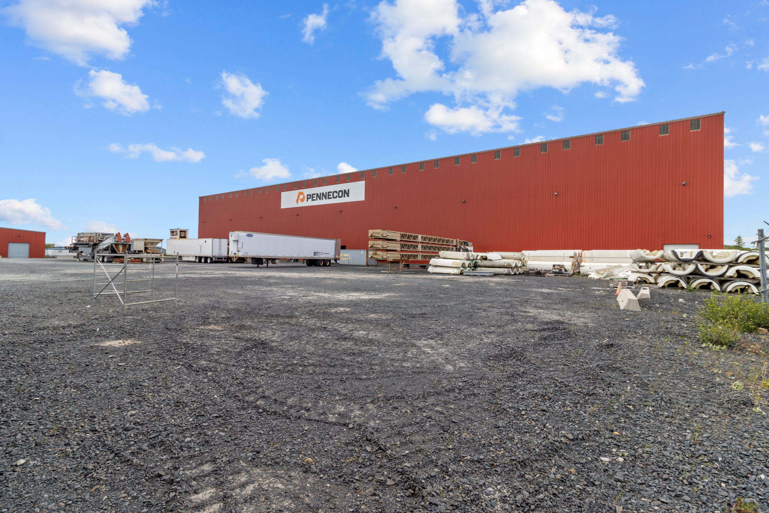 Side view of Large Warehouse and yard